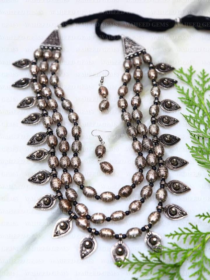 49Bollywood Oxidized Silver Plated Handmade Designer Jewellery set/ Party wear Jewelry set/ Oxidized choker necklace/ German silver