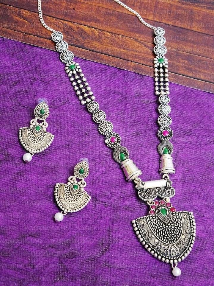Bollywood Oxidized Silver Plated Handmade Designer Jewellery Set | Party Wear Jewelry Set Oxidized Choker Necklace
