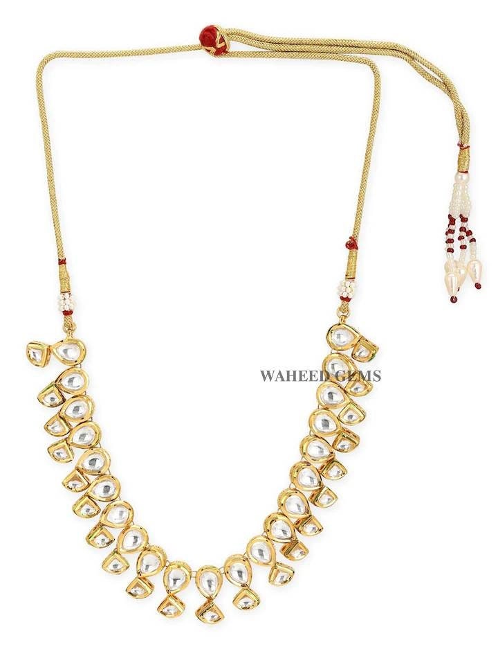 Fine Kundan Choker Hand Painted Cuff Necklace with White Beaded Necklace | Bridesmaid Necklace Meenakari Flower Cuff Necklace
