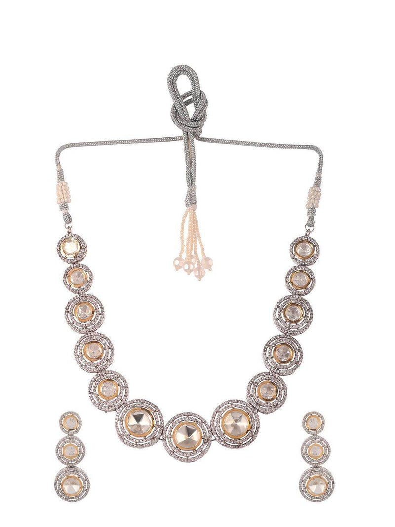 46Victorian Uncut Polki Faux Diamond Necklace set/Designer Victorian Necklace Set/Polki Diamond set/Jadau set/Sabyasachi Inspired Jewelry set