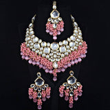 Elegant Kundan Choker Set | Pastel Designer Kundan Choker Set | Simple Pink Pastel Color Kundan Set | Flower Kundan Set