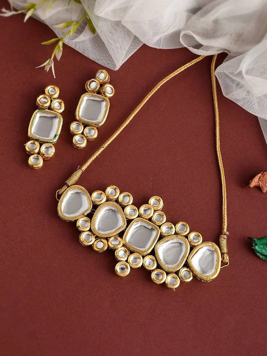 6Fine Kundan Choker - Hand Painted Cuff Necklace - White Beaded Necklace - Bridesmaid Necklace - Gift For Her -Meenakari Flower Cuff Necklace